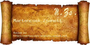 Martencsek Zsanett névjegykártya